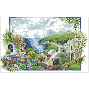 

Santorini views patterns Counted Cross Stitch 11CT 14CT 18CT DIY Chinese Cross Stitch Kits Embroidery Needlework Sets home decor