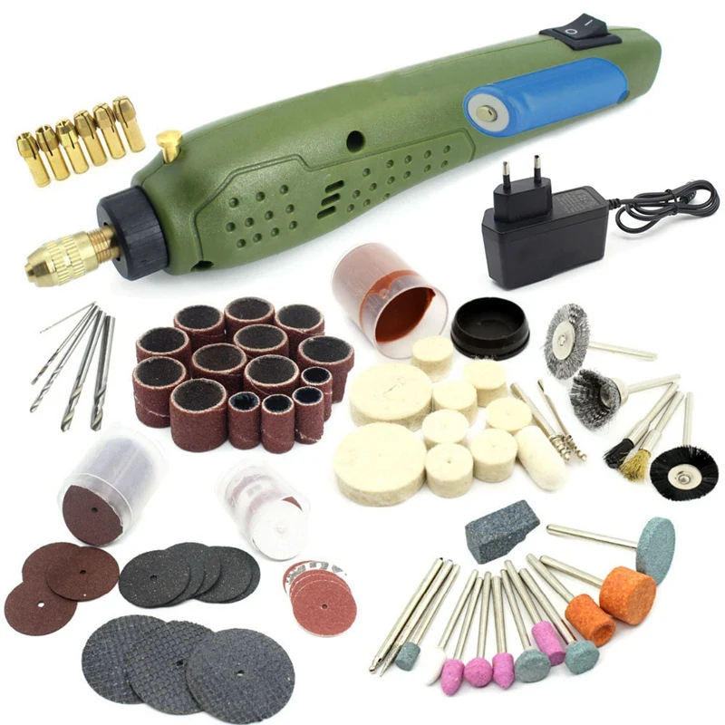 

Mini Power Rotary Tool Electric Drill + Grinding Accessories Set For Dremel Engraving Machine Electric Tool Kit-Eu Plug