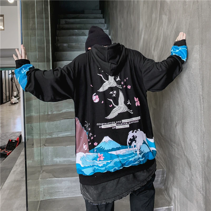Japan Hoodie Men Streetwear Long Sleeve Loose Cotton Hoody Autumn