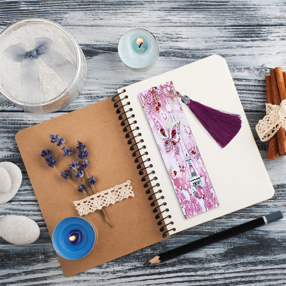 Сделай Сам Алмазная Картина Бабочка Дизайн Закладка из искусственной кожи книжка с кисточкой маркеры Книга Страница знак креативный Рождественский подарок