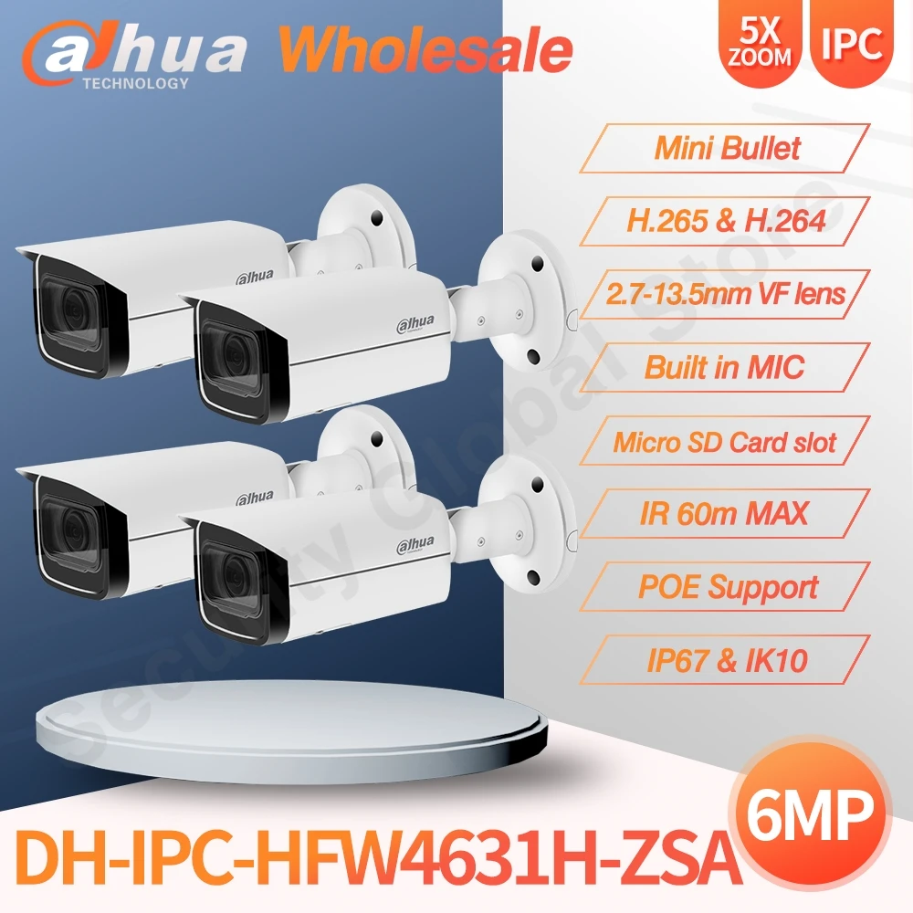 Dahua IP камера 6MP IPC HFW4631H ZSA 2 7 13 5 мм 5X зум ночное видение ИК 60 м встроенный микрофон