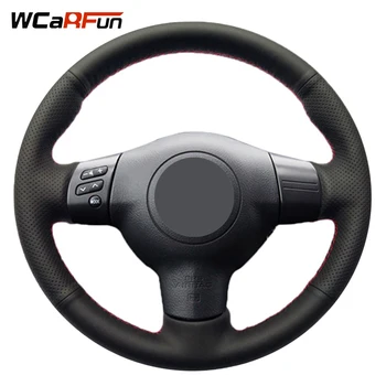 

WCaRFun Hand-stitched Steering Cover Black Artificial Leather Car Steering Wheel Cover for Toyota Corolla 2004-2006