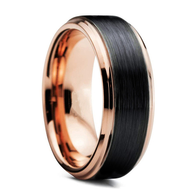 Men's Tungsten Steel Ring Black Surface Brushed Inlay Red Groove Jewelry Engagement Wedding Ring For Men Anniversary Gift
