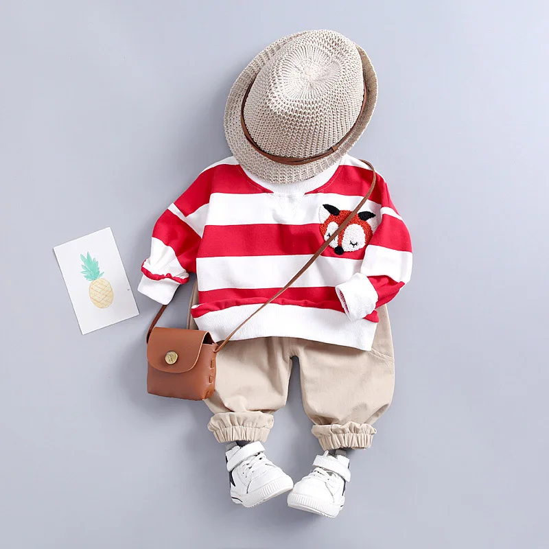 Boys Clothing Sets Autumn Children Striped Casual Pattern T-shirt+Pants 2pcs Sports Suits For Boys Kids Tracksuits Clothes Sets