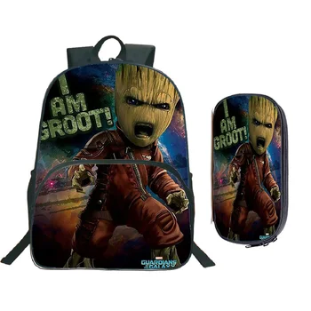 

High Quality I Am Groot School Bags Students School Rucksack Fashion Colourful Pattern School Backpack with Fashion Pencil Case