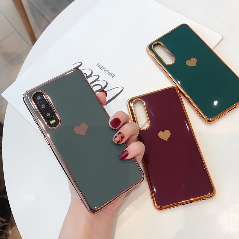 

VZD Luxury Plating Love Heart Phone Case for huaiwei P30 Mate30 Mate20 Pro Glitter Print Soft Tpu Case Back Cover 20 Nova 5i