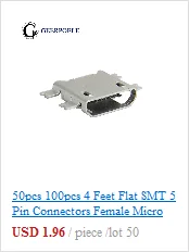 30 шт./партия основа край 5 Pin Тип B SMT Micro USB разъем Плоский порт Джек хвост штепсельная Вилка терминалы для samsung huawei