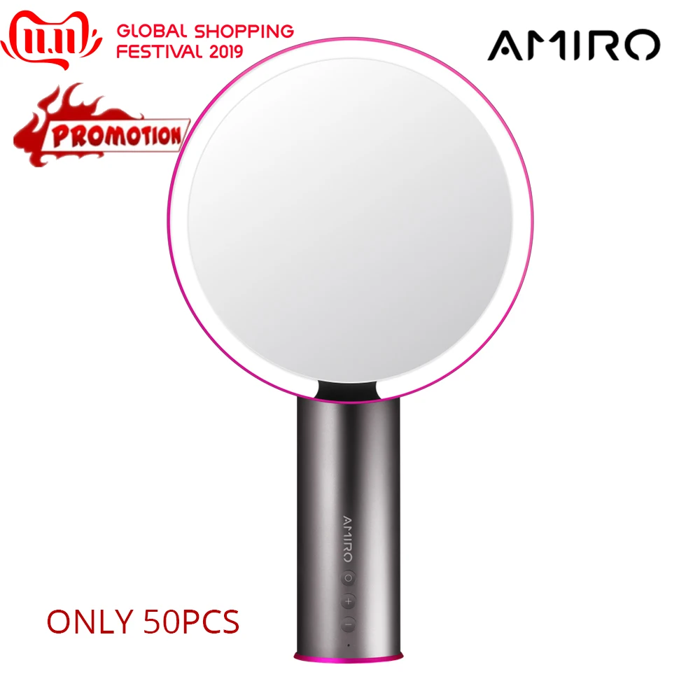 Black Promotion AMIRO 8 дюймов Смарт светодиодный зеркало для макияжа с движения Сенсор Регулируемый Яркость столешницы макияж косметика зеркало для женщин - Цвет: Black Promotion