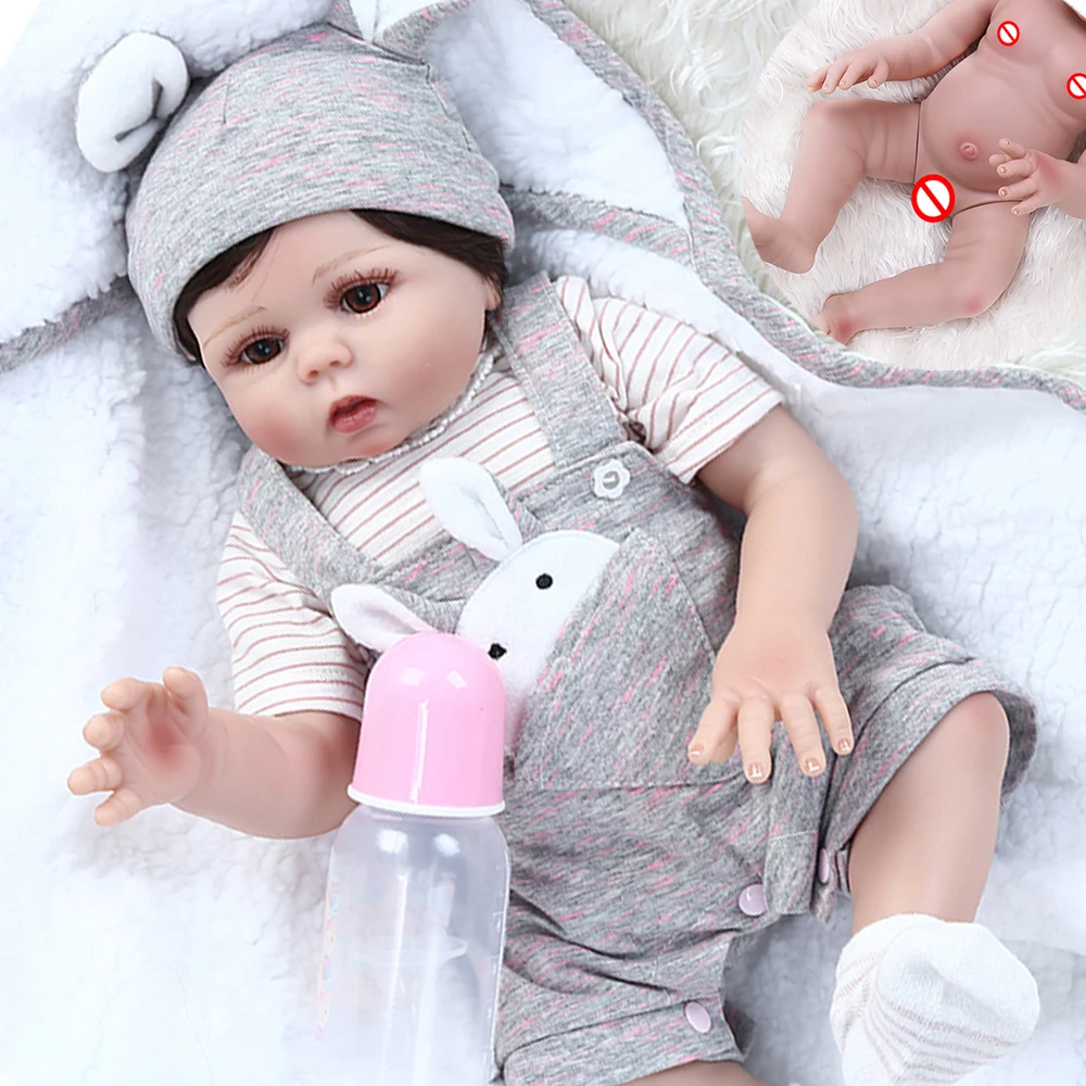 19" Reborn Toddler Baby Doll Lifelike Silicone Vinyl Newborn Bebe BabyPuppen 