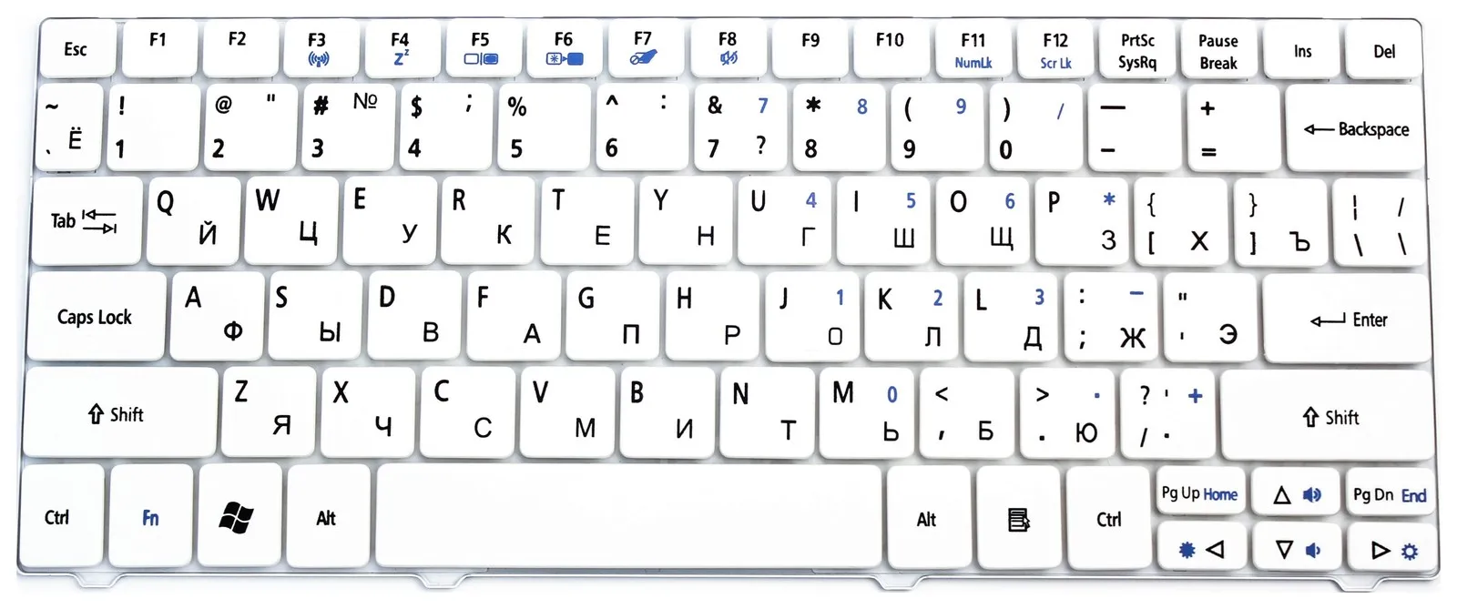 Клавиатура для ноутбука Acer 1810 1830T 1410 One 721 722 751 Белая P/n: ZA3 ZA5 NSK-AQ00R NSK-AQ10R | Компьютеры