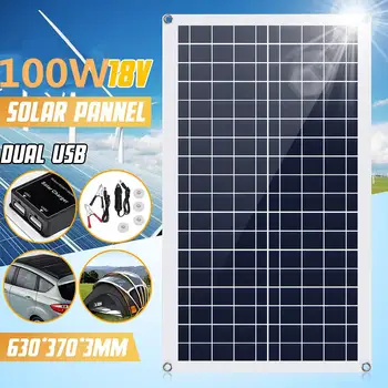 

100W 18V Solar Panel Dual USB Semi-flexible Solar Cell Module DC for Car Yacht Light 12V Battery Charge Camping Outdoor Work