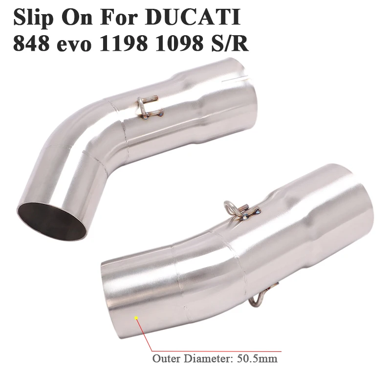 

Slip On For DUCATI 848 evo 1198 1098 S/R Motorcycle Exhaust Pipe Escape Modify Left Right Middle Link Pipe Connect 51mm Muffler