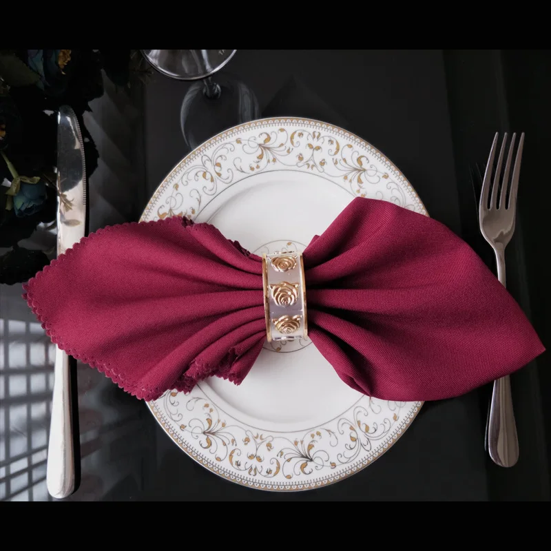 

10PCS/Lot 48cm Square Polyester Handkerchief Cloth White Table Dinner Napkins For Diner Party Xmas Supply Wedding Favors