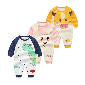 

2020 Spring New Infant Baby Girl Rompers Cartoon Animals Print Long Sleeve Toddler Boy Jumpsuits Newborn Baby Clothes