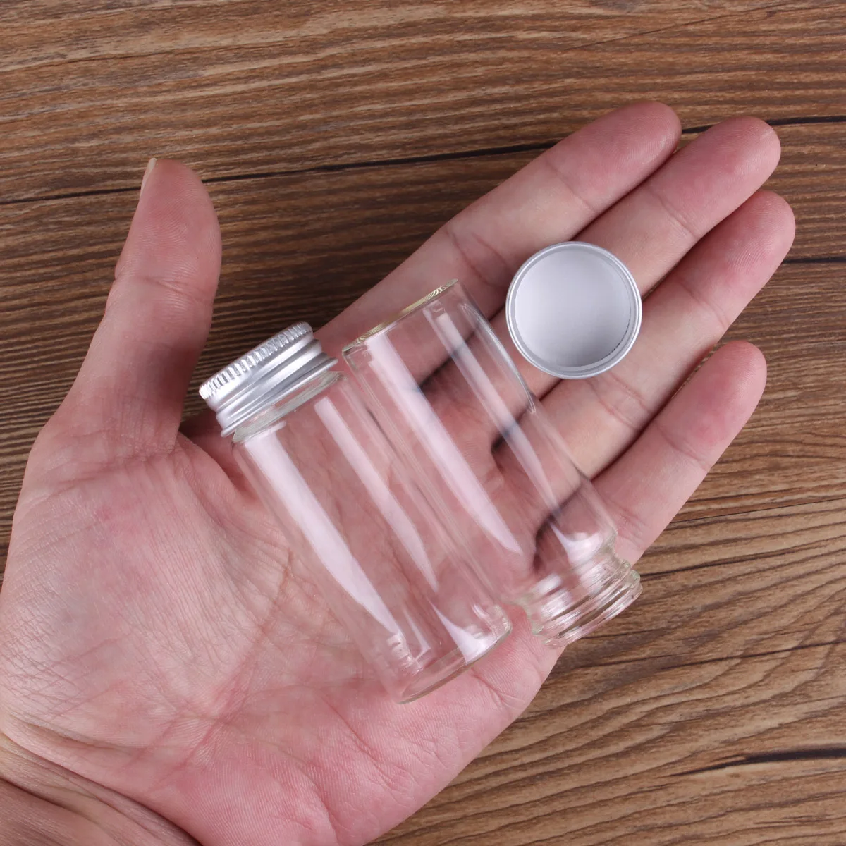 5pcs 25ml 27*70mm Clear Glass Bottles with Aluminum Caps Glass Jars Potion bottles Glass Vials Spice Jars for Art Craft 3