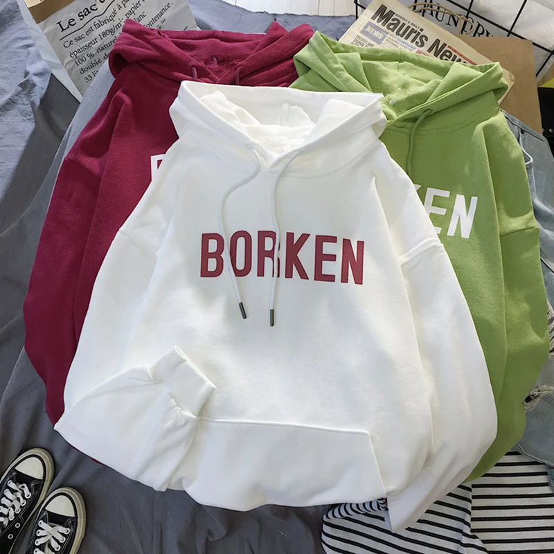 

Hoodie Super fire sweatshirt female new autumn and hoody winter plus velvet loose lazy clothes jacket ins women tide marcus top