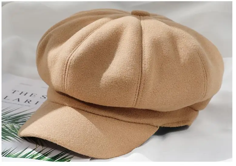 Trendy Auutmn Winter Hats for Women Solid Plain Octagonal Newsboy Cap Men Ladies Retro Wool Hat Winter Beret Girls Painter Cap