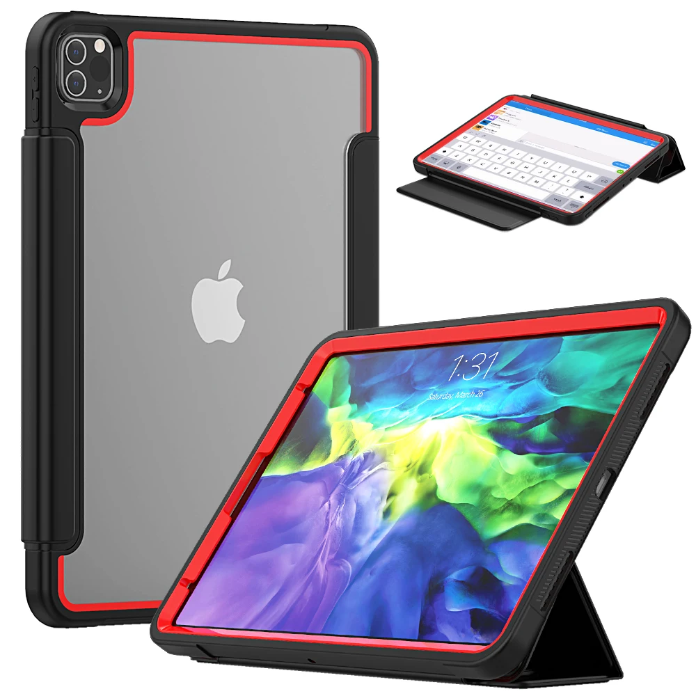 

Auto Sleep/Wake For iPad Pro 11 Case 2018/2020 Armor Shockproof Heavy Duty PU Leather + TPU Hard Case Cover with Stylus Pen Slot