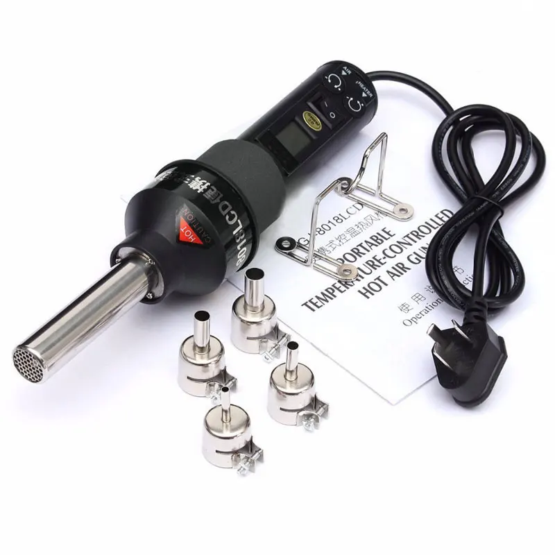 

220V 450W 450 Degree LCD Adjustable Electronic Heat Hot Air Gun Desoldering Soldering Station IC SMD Nozzle 8018LCD
