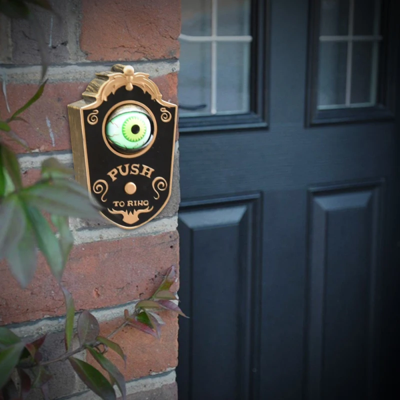 Хэллоуин ужас Одноглазый дверной звонок со светящимися глазами пугающий голос с привидениями украшение двери дома
