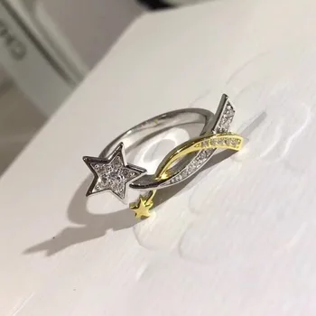 

brand design fashion zircon Star Five-pointed ring for women ,famous brand jewelry Knuckle Meteor Ring
