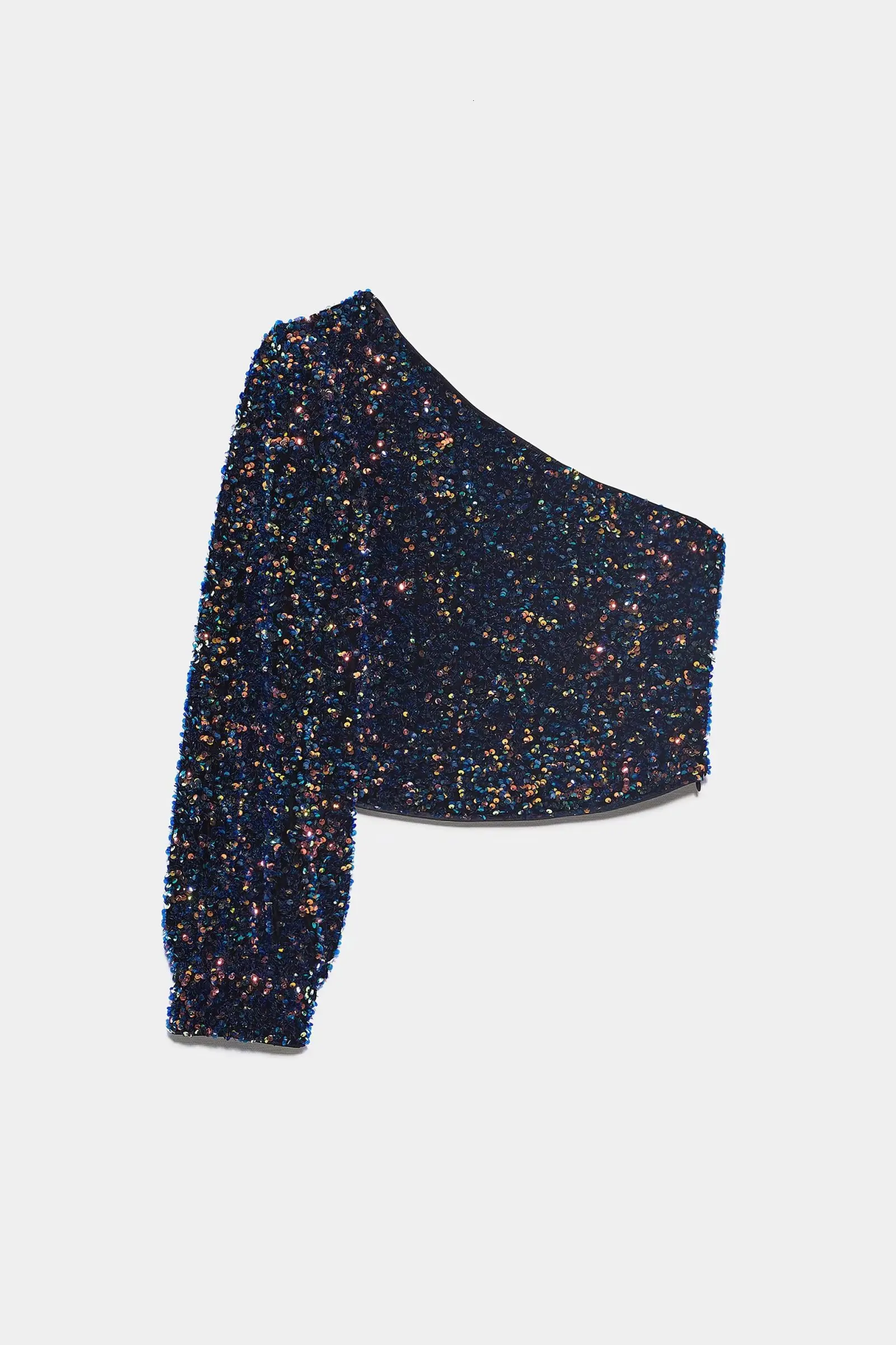 Sequined Harajuku Tops Sexy off Shoulder Cropped Tops Lantern Sleeve Slim Shirts European Fashion