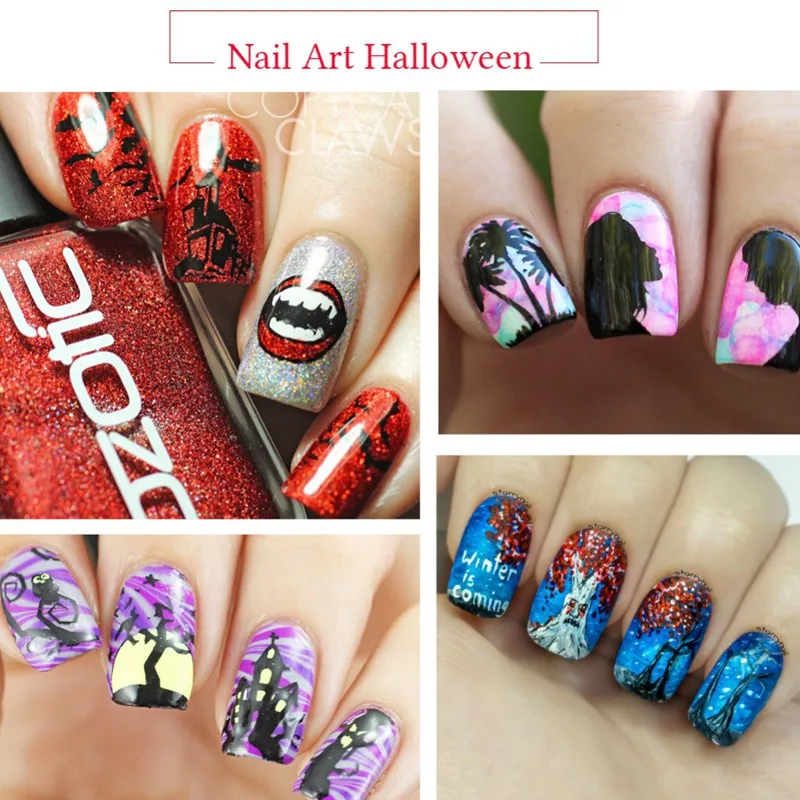 

Nail Sticker Nail Art Halloween Taro Ghost Pattern Print Template Devil Nail Printing Mould Nail Stickers*u