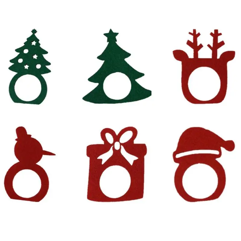 

5pcs Christmas Banquet Napkin Circle Decoration For Hotel Household Dinner Christmas Tree Hat Napkin Buckle Ring