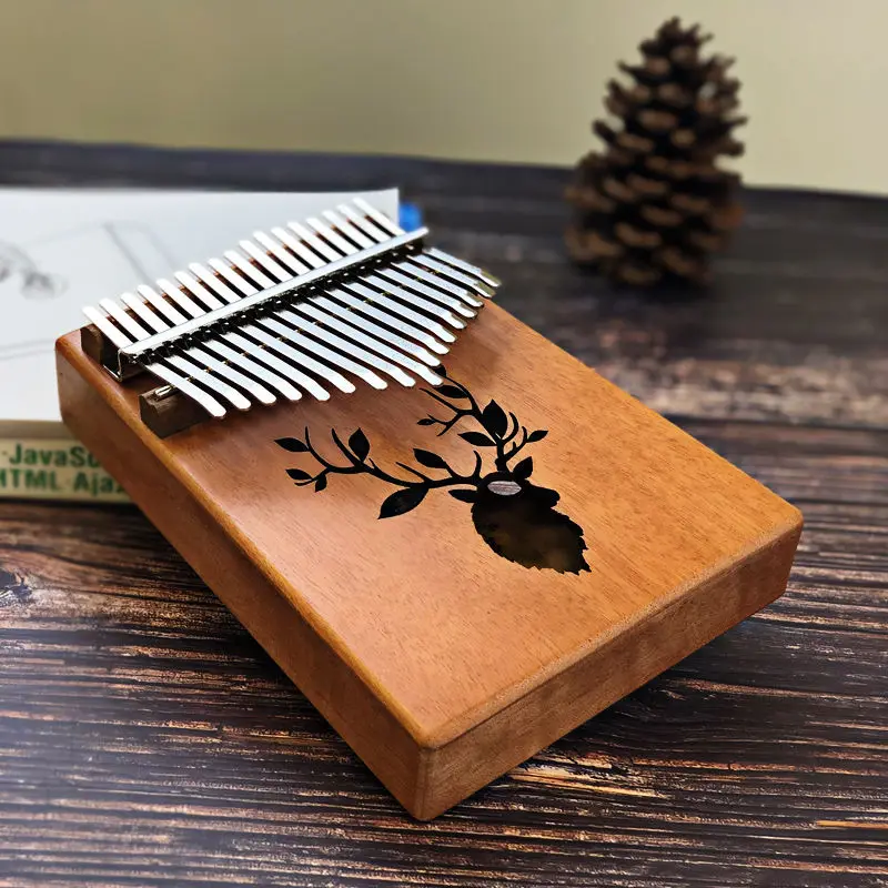 17 клавиш бык калимба большой палец пианино из красного дерева тела музыкальный инструмент лучшее качество и цена - Цвет: reindeer