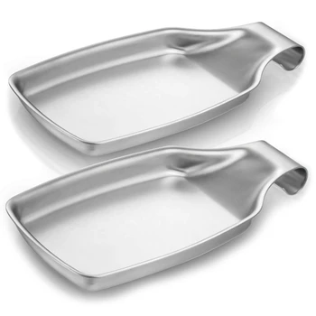 

New Spoon Rest Set of 2, Stainless Steel Spatula Ladle Holder for Stove, Heavy Duty & for Kitchen, Spatula Ladle, Brush and Othe