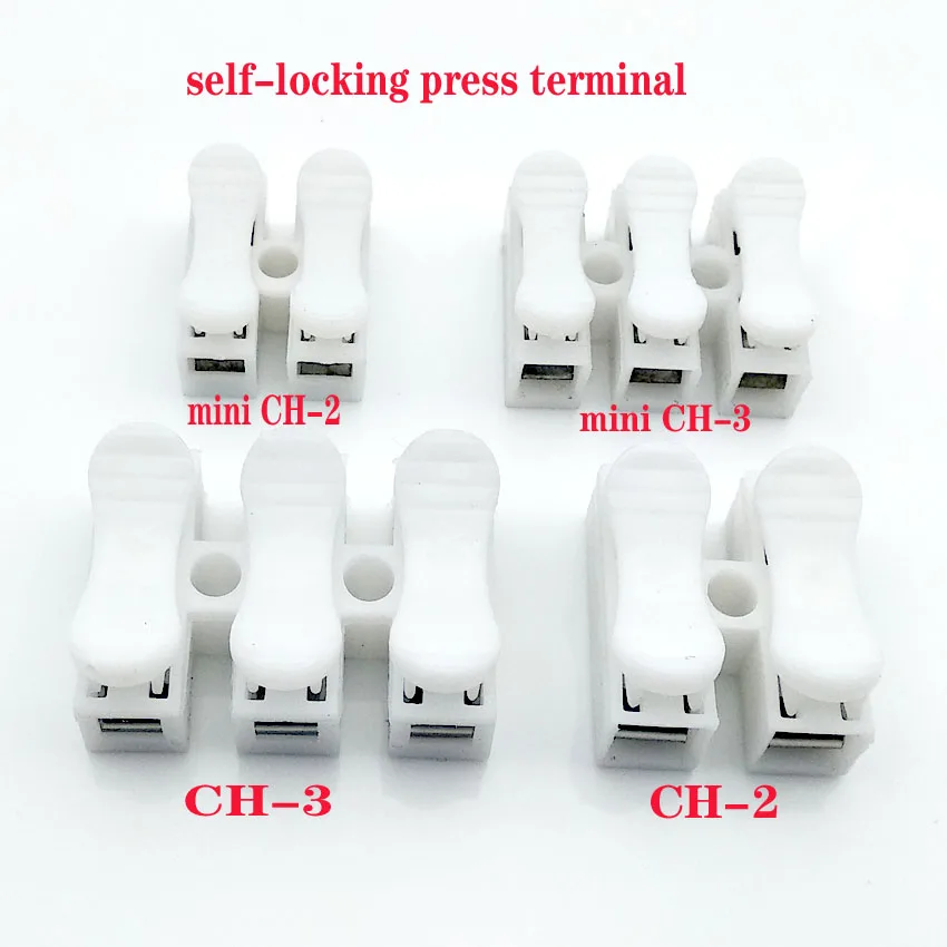 

10pcs/lot CH-2 2p CH-3 3p Wire Quick Connector Splice With No Welding No Screws Cable Clamp Terminal 2 Way Easy Fit Led Strip