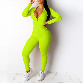 

Fashion Two Piece Sets Women Long Sleeve Hooded Short Coat Fitness Pants Set Casual Sports Outfits Club Tracksuit 2XL Spring