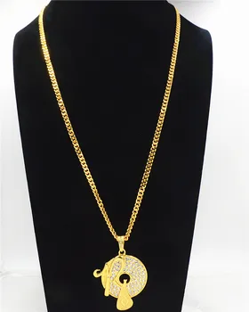 

Rap Logo Rock Pendants Men and Women Round Symbol Zircon Rhinestone inlaid Jewelry