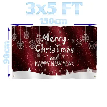 

BENFACTORY Store 3x5 Ft Merry Christmas and Happy New Year Flag Single Layer 100D Polyester with Brass Grommets In/Outdoor