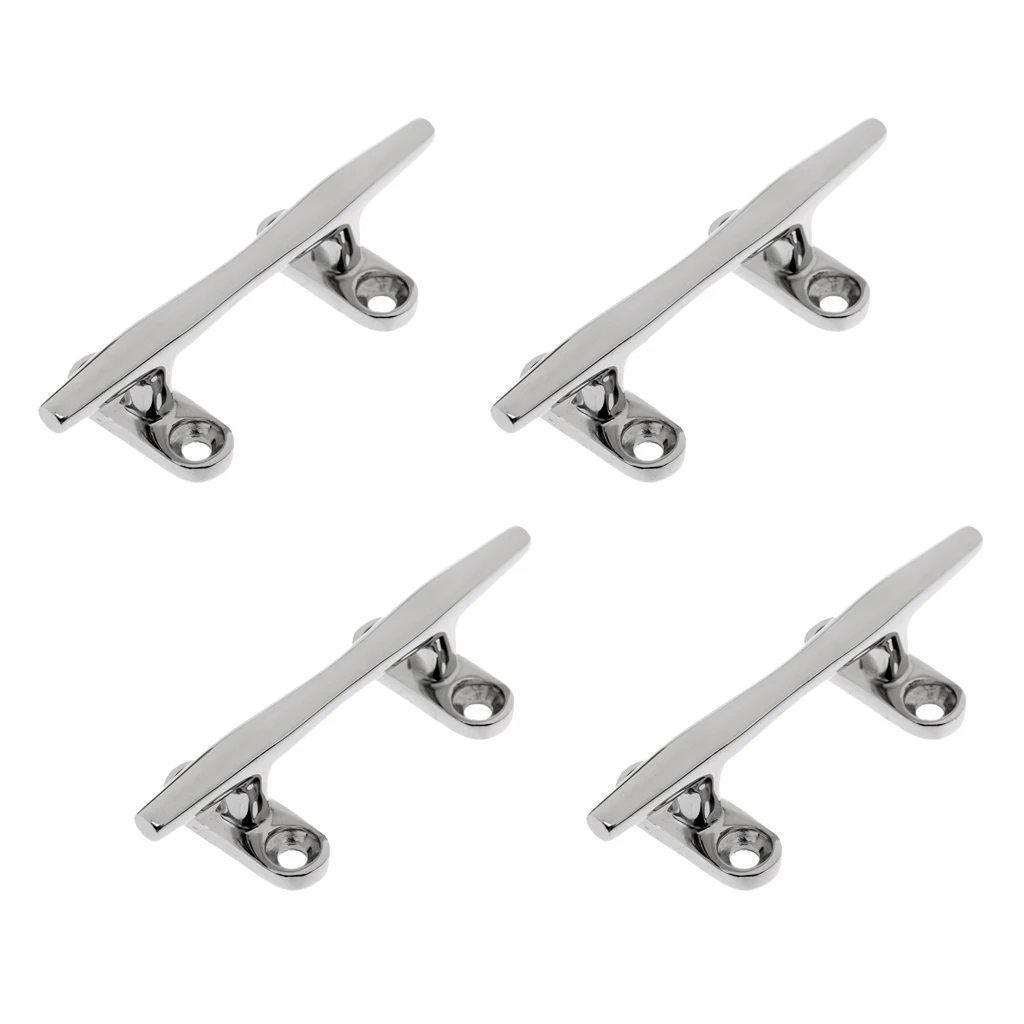 4 Pack Boat Dock Cleat 4 inch 10mm Open Base - Heavy Duty 316 Stainless Steel