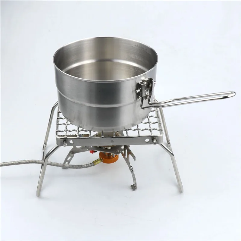 

1.5L Portable Folding Stainless Steel Cooking Pot Outdoor Camping Picnic Tourism Kitchen Tableware Cookware Cauldron Metal Pan