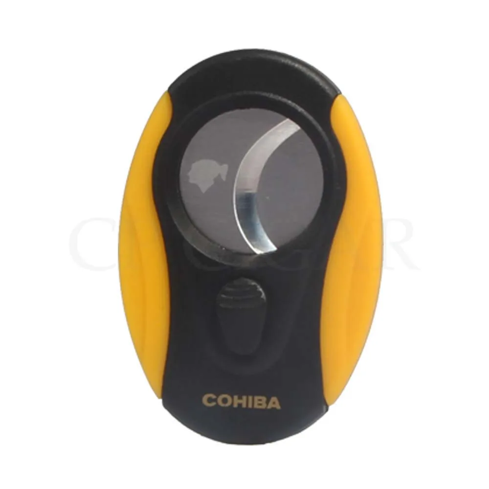

COHIBA Metal Cigar Cutter Sharp Plastic Stainless Steel Ciggar Cutter Double Blade Pocket Cigars Guillotine W/ Gift Box