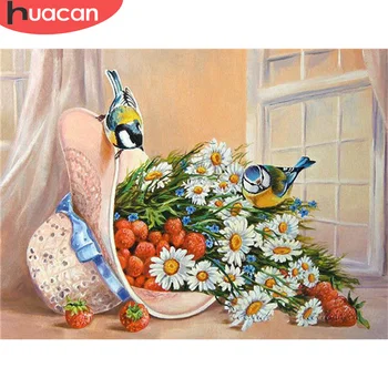 

HUACAN 5D Diamond Mosaic Embroidery Flower Full Drill Diamond Painting Bird Cross Stitch New Arrival Home Decoration