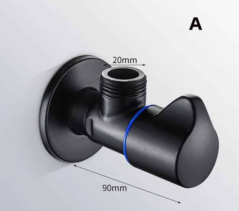 1 шт. черный угловой клапан латунь 1/" Мужской x 1/2" Мужской клапан биде для ванной комнаты Аксессуары для ванной комнаты черный Золотой Отделка - Цвет: A