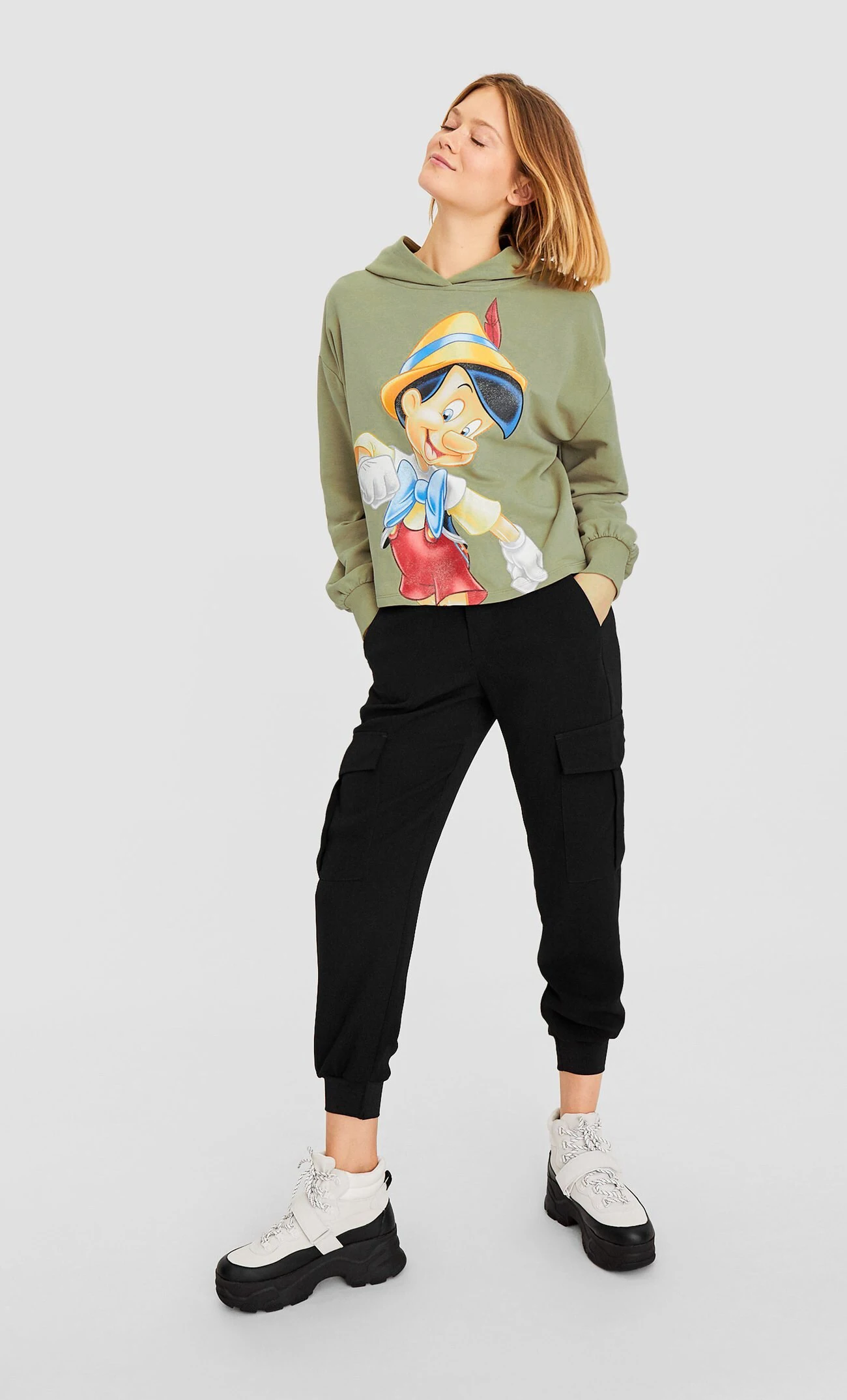 Pinocchio Fairy Women Hoodies New Winter Cartoon Print Green Long Sleeve O Neck Ladies Sweatshirt Casual Zaraing Pullover