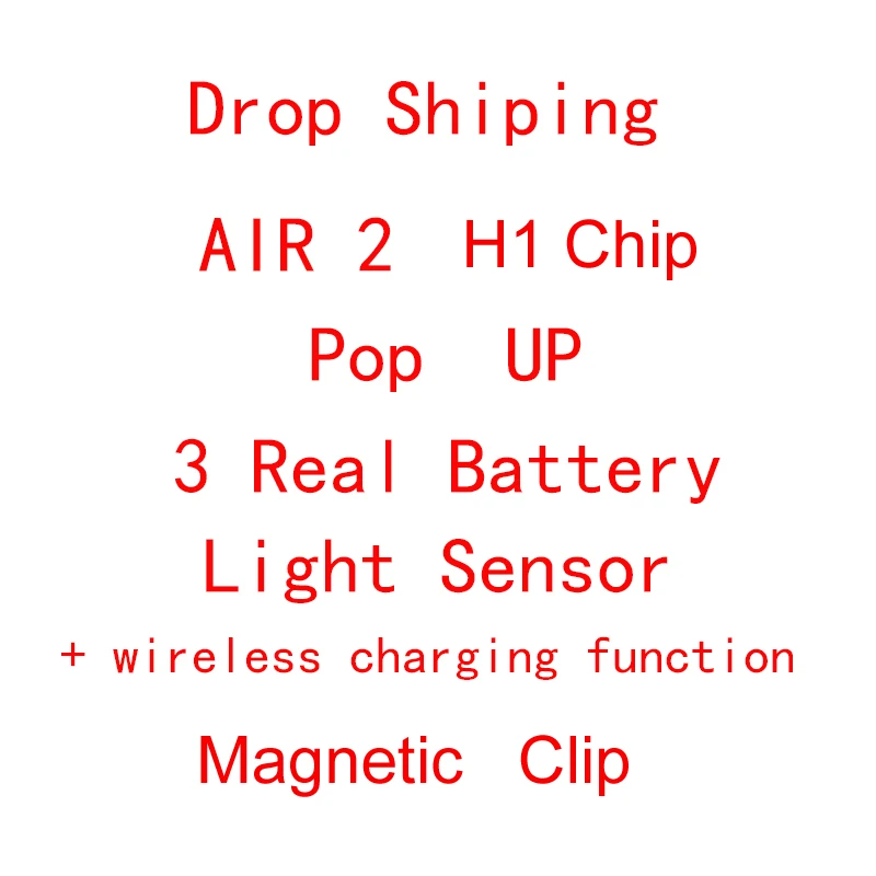 

[Factory Sale] H1 Chip TWS Wireless Earphone Air2 tws Pop up Separate QI Charging PK w1 chip i200 i60 i10 i30 i80 i500 i100tws