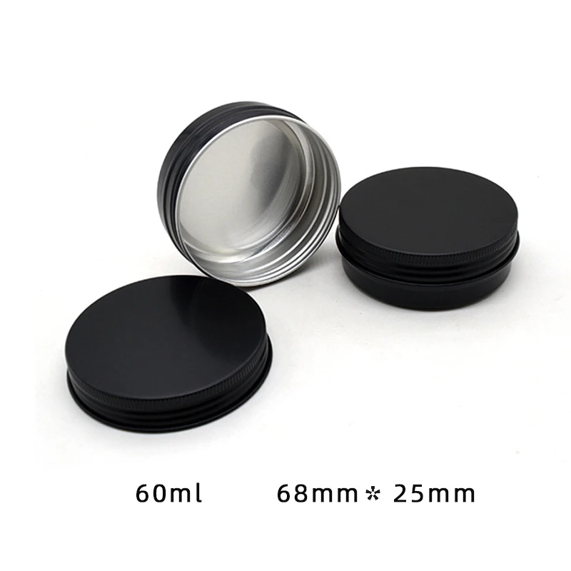 

50pcs 2oz 60g Empty Travel Skin Care Cream Metal Black Jar , 60ml Aluminum Jar Empty Cosmetic Metal Aluminum Tin Container