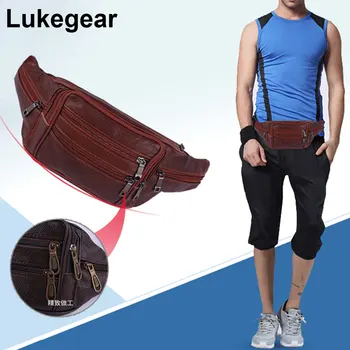 

Lukegear Handmade Fanny Pack for Men Split Leather Waist Bags Retro Purse