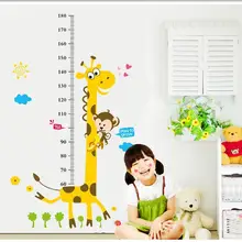 Детская комната мультфильм наклейки на стену Съемная гостиная спальня Жираф животных количество наклейки для измерения роста AY7178