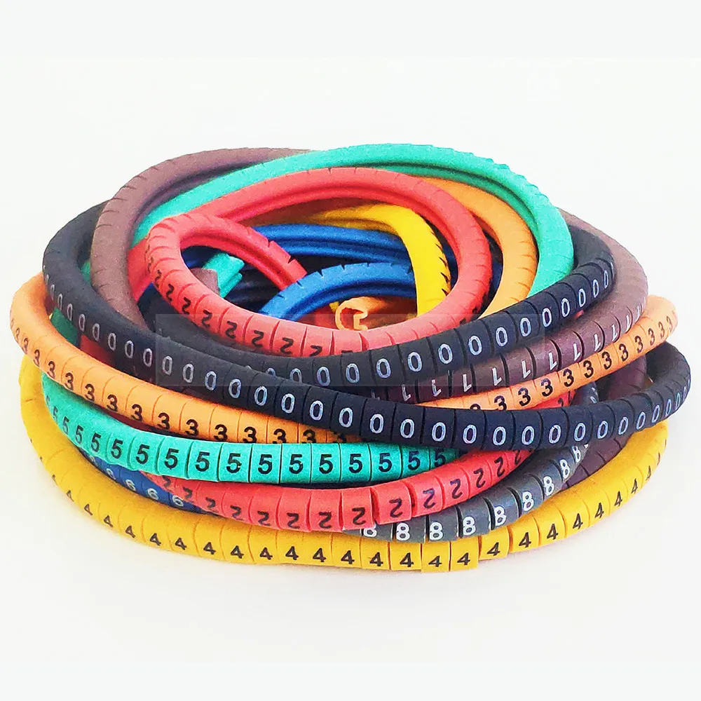 케이블 마커 라벨 EC-0 5000pcs 와이어 마커 번호 0  9 케이블 관리 컬러 와이어 절연 PVC 와이어 정리 슬리브