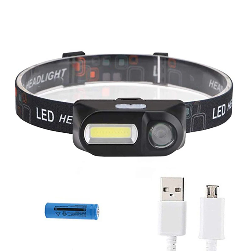 

Portable Mini XPE COB LED Cycling Bicycle Headlamp USB Recharge Fishing Camping Head Lights