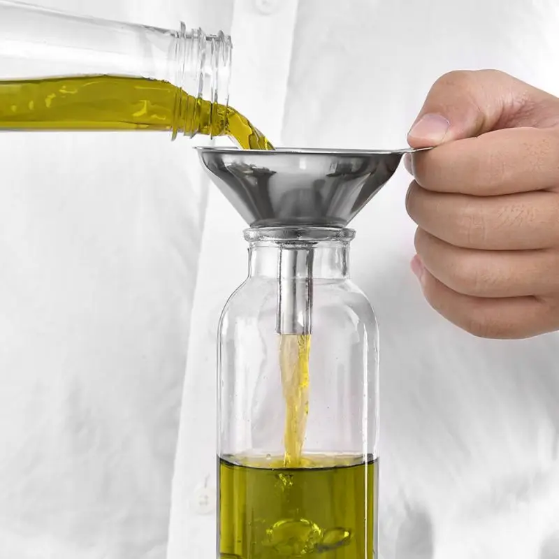 

3Pcs/Set Mini Small Mouth Funnel Stainless Steel Filling Hip Flask Beer Liquid Oil Tools Kitchen Wine Flask Filter Funnels