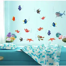 Романтический Пейзаж Кухня Ванная комната детские наклейки на стену тропическая рыба подводный мир Акула украшение узор AY617