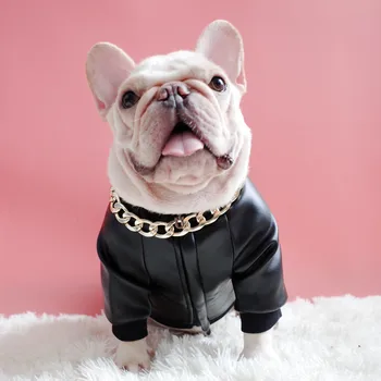 

Pet Clothes Autumn and Winter Clothes with Velvet Zipper Elastic PU Leather Clothes Dog Clothes Method Bucket Schenari