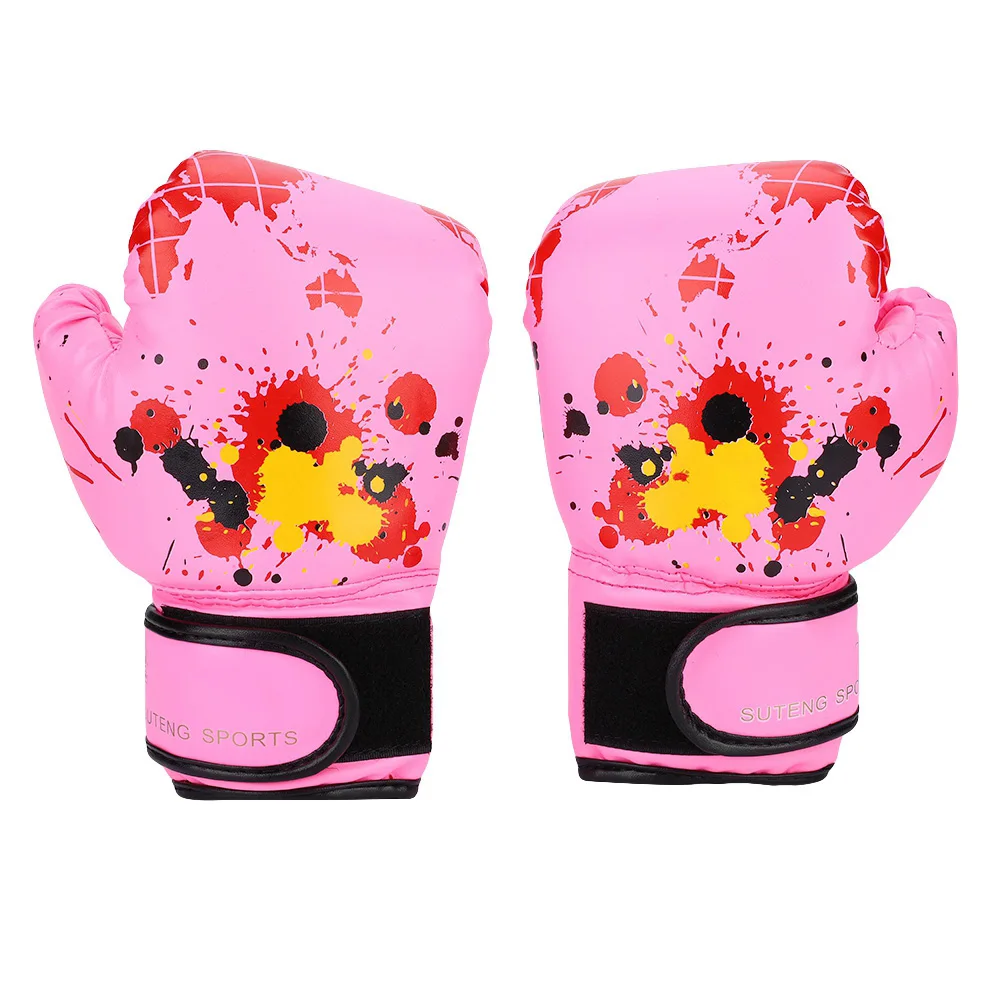 Боксерские перчатки из искусственной кожи Muay Thai Guantes Free Fight мешок с песком для тренировок перчатки для мальчиков и девочек 3 цвета - Цвет: pink